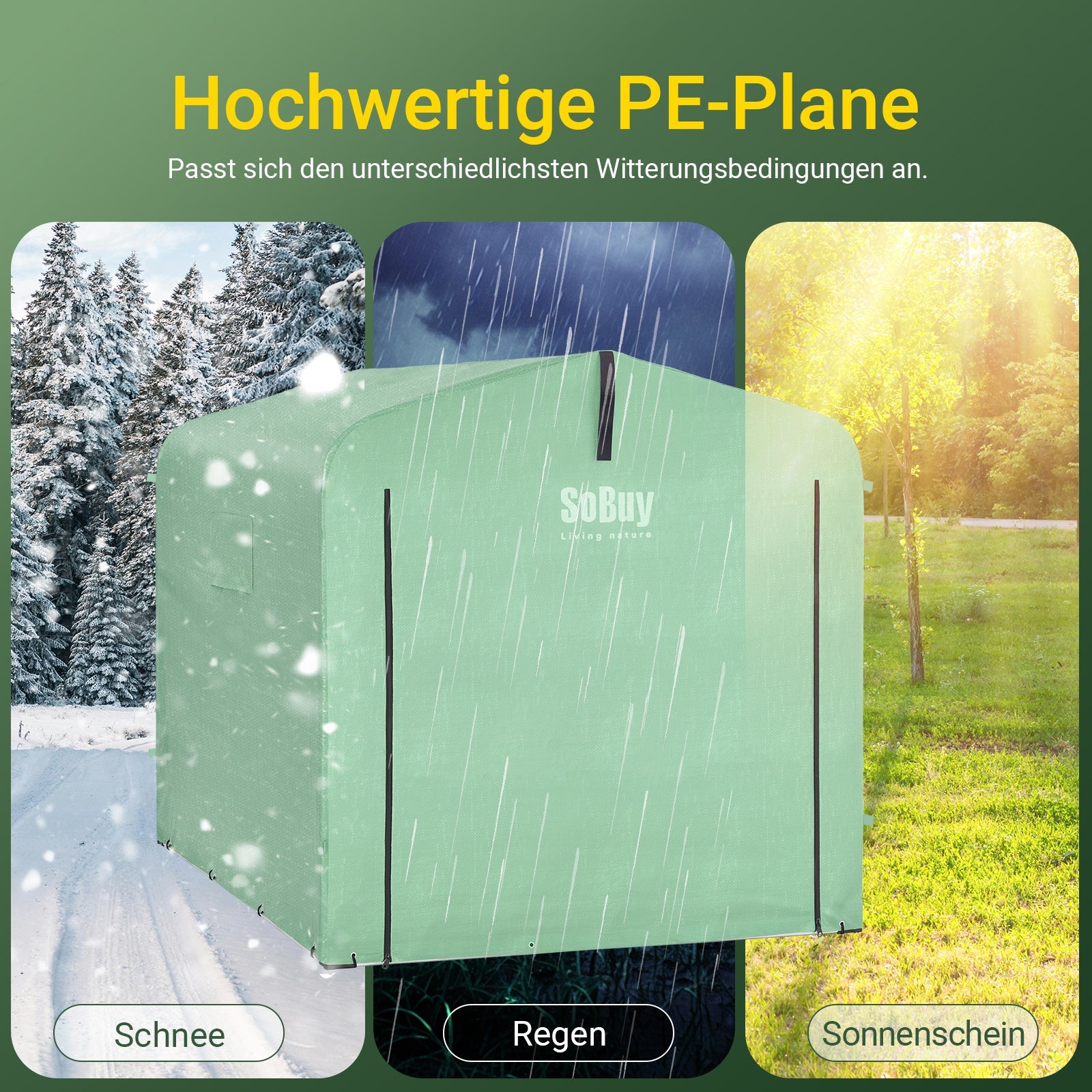 SoBuy | Capanno per attrezzi in lamina | Garage per bici resistente alle intemperie | Verde 159x165x219cm KLS11-L-GR