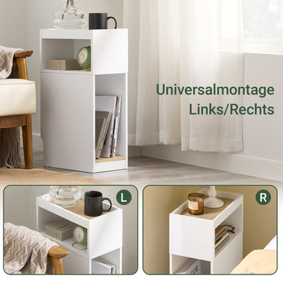 Vorverkauf | SoBuy | Schmaler Nachttisch | mit Schublade und Ablage | Weiß-Natur | FBT171-WN