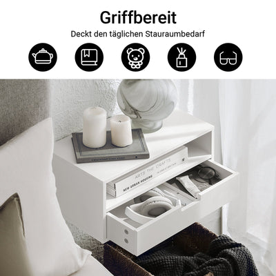SoBuy | Lot de 2 tables de chevet | Étagère de chevet | Étagère flottante | Armoire murale | NKD03-Wx2