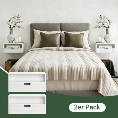 SoBuy | Lot de 2 tables de chevet | Étagère de chevet | Étagère flottante | Armoire murale | NKD03-Wx2
