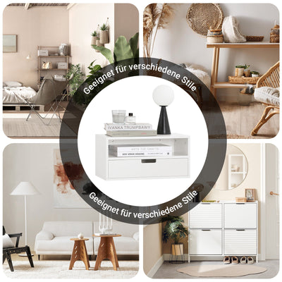 SoBuy | Lot de 2 tables de chevet | Étagère de chevet | Étagère flottante | Armoire murale | NKD03-Wx2