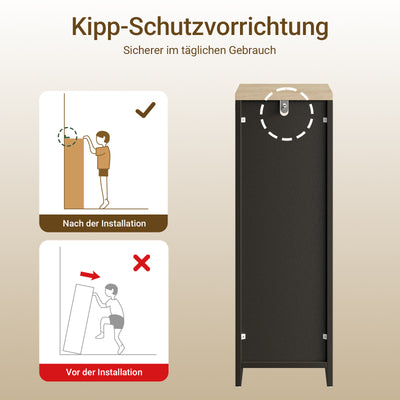 SoBuy Nachttisch schmal 20cm breit mit 2 Schubladen | Beistelltisch Schwarz 60x35cm FBT149-SCH