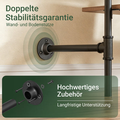 SoBuy Kleiderstange Wandmontage mit 4 MDF Regalböden 120kg Tragkraft  Schwarz KLS19-SCH