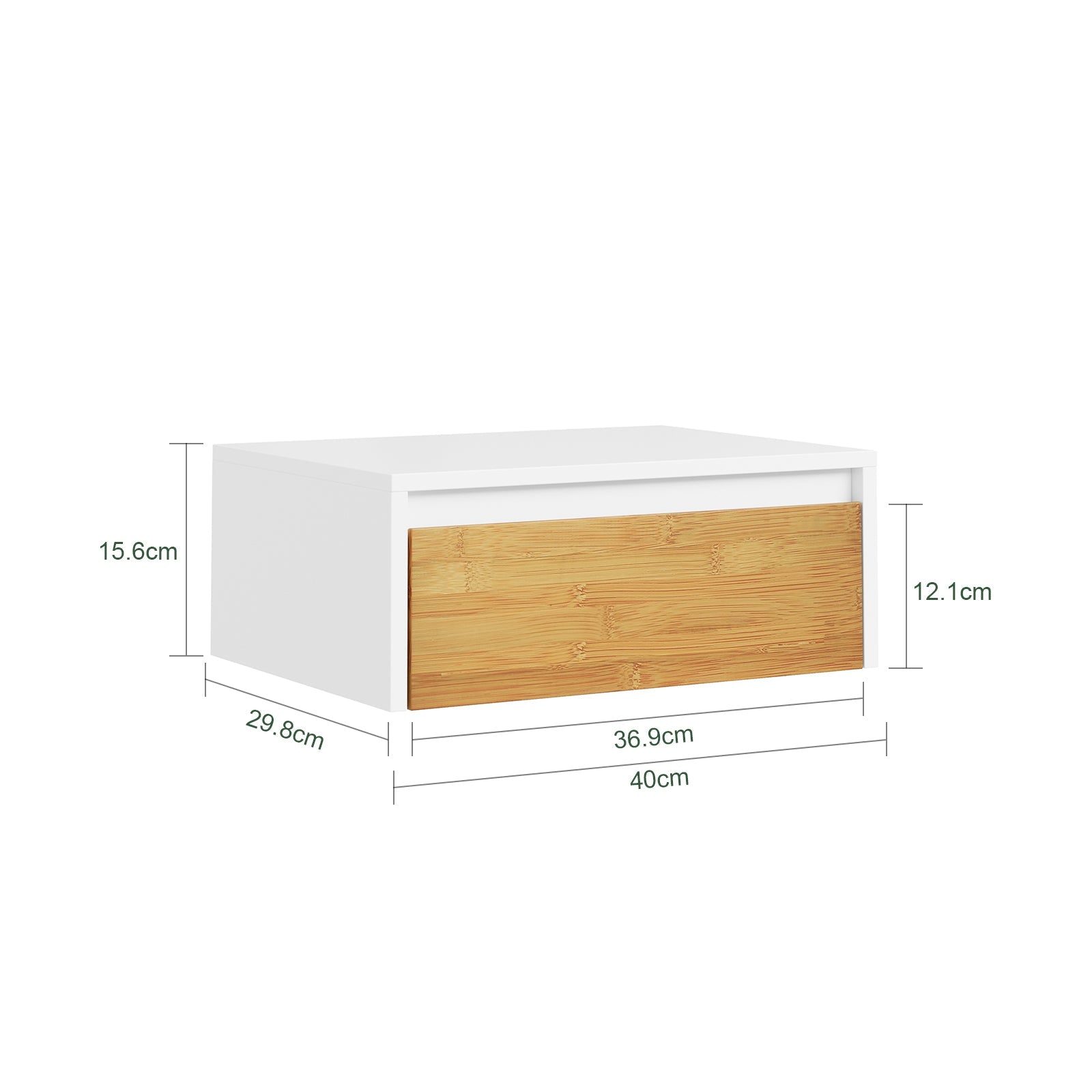 SoBuy Nachttisch hängend mit Sensorlicht und Schublade Weiß 40x29.8x15.6 cm FBT174-E-WN