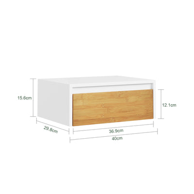 SoBuy Nachttisch hängend mit Sensorlicht und Schublade Weiß 40x29.8x15.6 cm FBT174-E-WN
