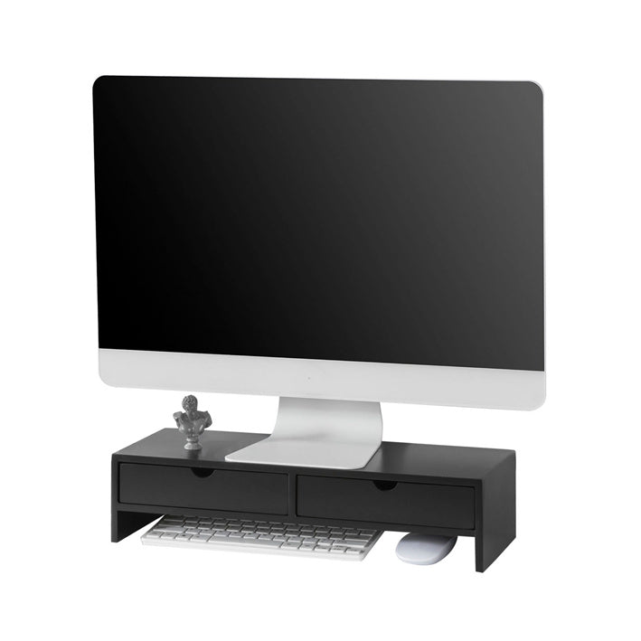 SoBuy | Rialzo per Monitor | Supporto Monitor con Cassetti | Nero | BBF02-SCH