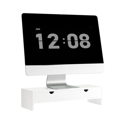 SoBuy | Monitorerhöhung | Monitorständer mit Schubladen | Weiß | BBF02-W