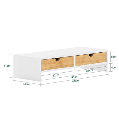 SoBuy | Support écran | Support de moniteur avec tiroirs | Blanc-Naturel | BBF02-WN