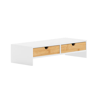 SoBuy | Support écran | Support de moniteur avec tiroirs | Blanc-Naturel | BBF02-WN