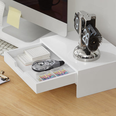 SoBuy | Design Monitorerhöhung für 2 Monitore | Monitorständer mit 2 Schubladen | Bambus | BBF04-W
