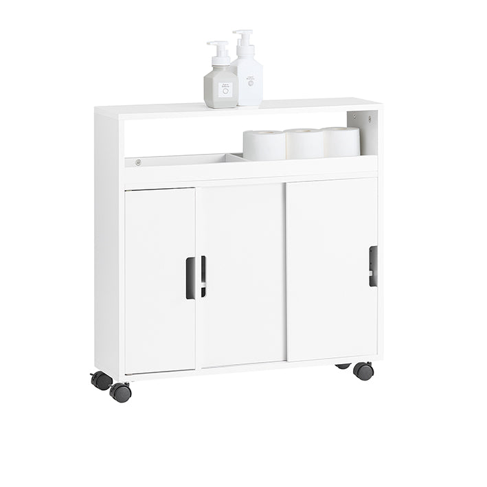 SoBuy | Carrello da bagno | Armadietto da nicchia | Mobiletto da bagno bianco | BZR02-W