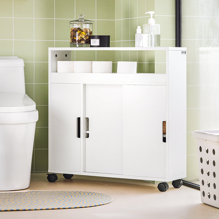 SoBuy | Carrello da bagno | Armadietto da nicchia | Mobiletto da bagno bianco | BZR02-W