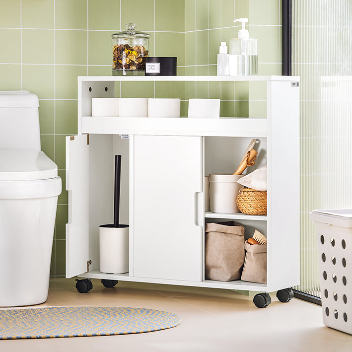 SoBuy | Carrello da bagno | Armadietto da nicchia | Mobiletto da bagno bianco | BZR02-W