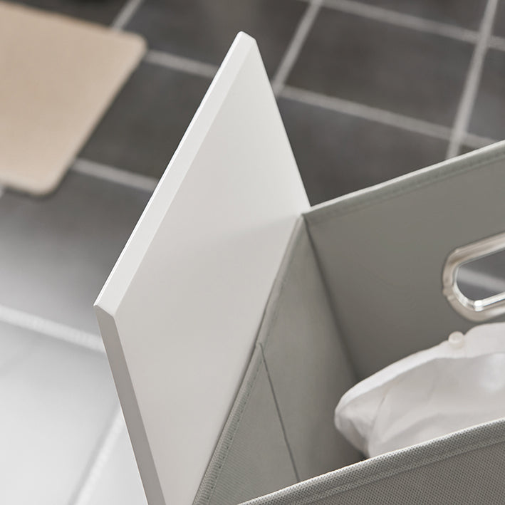 SoBuy | Mobile lavanderia con sacco portabiancheria pieghevole | Mobile da bagno salvaspazio | Cesto portabiancheria | Bianco | BZR100-W