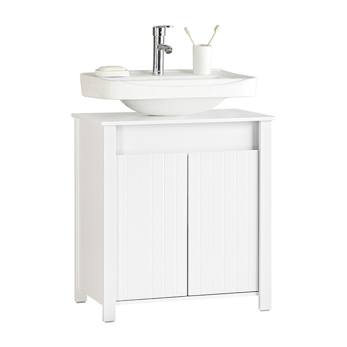 SoBuy | Meuble-lavabo | Armoire de salle de bain | Lavabo | Blanc | BZR101-W