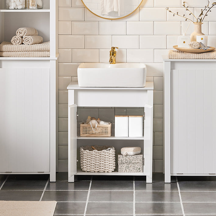 SoBuy | Meuble-lavabo | Armoire de salle de bain | Lavabo | Blanc | BZR101-W