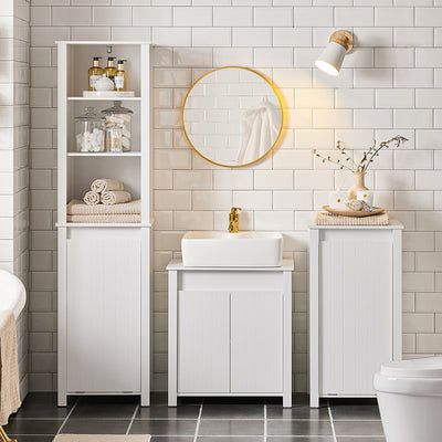 SoBuy | Meuble-lavabo | Armoire de salle de bain | Lavabo | Blanc | BZR101-W