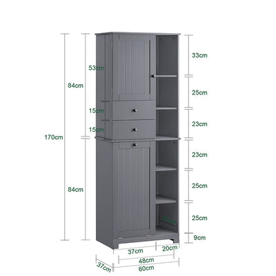SoBuy | Colonna bagno con cesto portabiancheria | Mobiletto da bagno | Armadietto da bagno | Scaffale da bagno | Grigio scuro | BZR104-DG