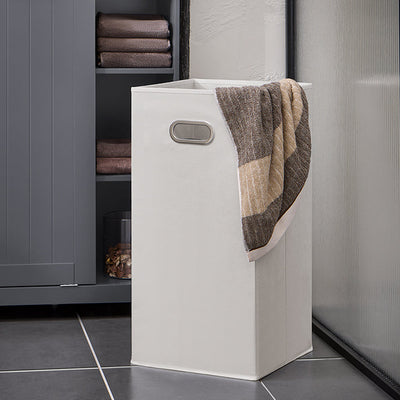 SoBuy | Colonna bagno con cesto portabiancheria | Mobiletto da bagno | Armadietto da bagno | Scaffale da bagno | Grigio scuro | BZR104-DG