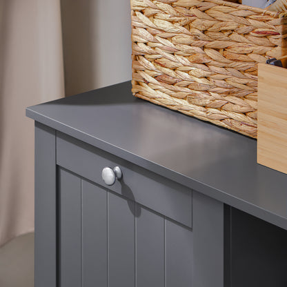 SoBuy | Wäscheschrank mit Wäschesack | Wäschesammler | Wäschekorb | Dunkelgrau | BZR105-DG