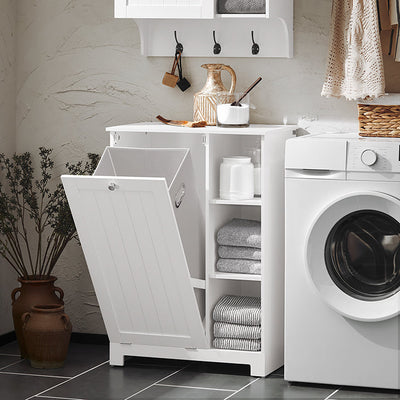 SoBuy | Armadio portabiancheria con sacco | Portabiancheria | Bianco | BZR105-W