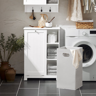 SoBuy | Armadio portabiancheria con sacco | Portabiancheria | Bianco | BZR105-W