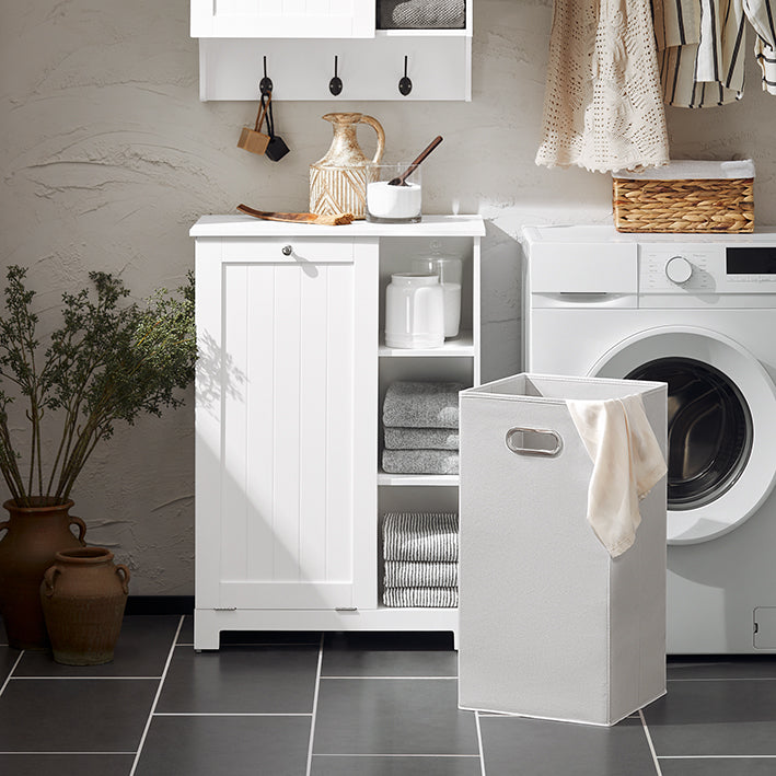 SoBuy | Armadio portabiancheria con sacco | Portabiancheria | Bianco | BZR105-W