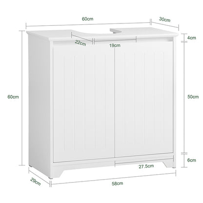 SoBuy | Waschbeckenunterschrank | Badezimmerschrank | Waschtisch | Weiß | BZR108-II-W