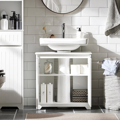 SoBuy | Mobile sottolavabo | Mobile bagno | Lavabo | Bianco | BZR108-II-W