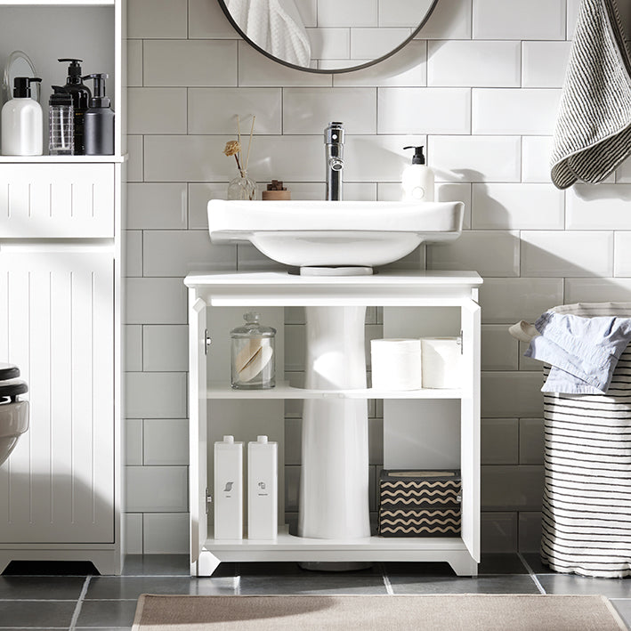 SoBuy | Mobile sottolavabo | Mobile bagno | Lavabo | Bianco | BZR108-II-W