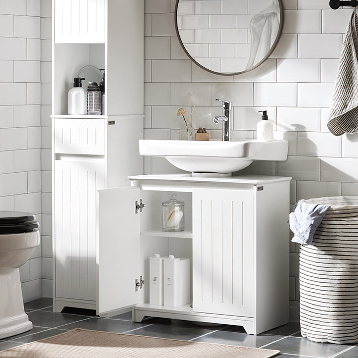 SoBuy | Mobile sottolavabo | Mobile bagno | Lavabo | Bianco | BZR108-II-W