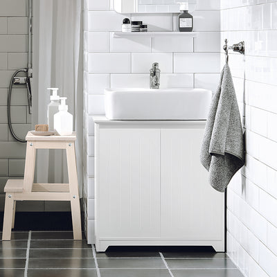 SoBuy | Meuble-lavabo | Armoire de salle de bain | Lavabo | Blanc | BZR108-W 