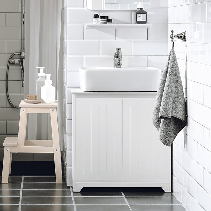 SoBuy | Meuble-lavabo | Armoire de salle de bain | Lavabo | Blanc | BZR108-W 
