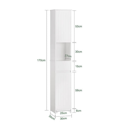 SoBuy | Armadietto alto | Armadietto da bagno | Scaffale da bagno | Mobile da bagno | Bianco | BZR109-W