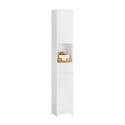 SoBuy | Armoire haute | Meuble de salle de bain | Étagère de salle de bain | Mobilier de salle de bain | Blanc | BZR109-W 