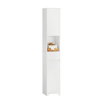 SoBuy | Armadietto alto | Armadietto da bagno | Scaffale da bagno | Mobile da bagno | Bianco | BZR109-W
