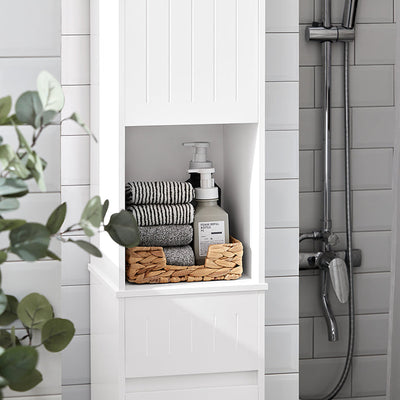 SoBuy | Armadietto alto | Armadietto da bagno | Scaffale da bagno | Mobile da bagno | Bianco | BZR109-W