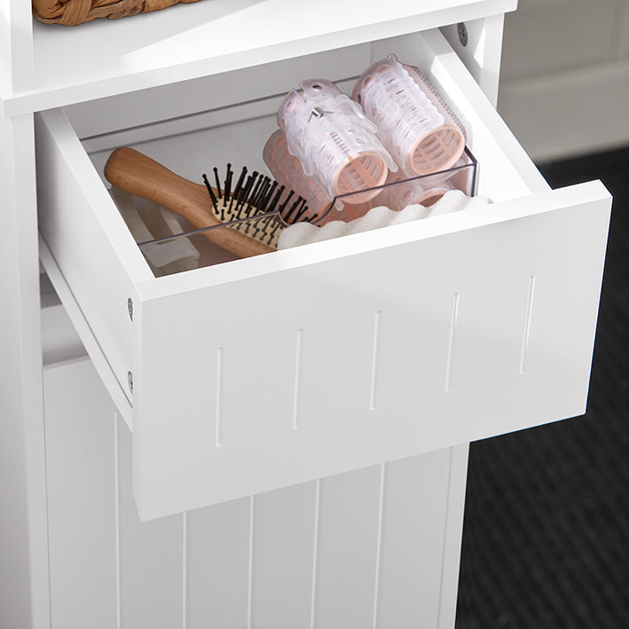 SoBuy | Armadietto alto | Armadietto da bagno | Scaffale da bagno | Mobile da bagno | Bianco | BZR109-W