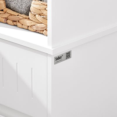 SoBuy | Armoire haute | Meuble de salle de bain | Étagère de salle de bain | Mobilier de salle de bain | Blanc | BZR109-W 