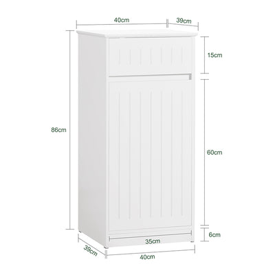 SoBuy | Armoire à linge | avec panier à linge pliable | Panier à linge | Blanc | BZR110-W 