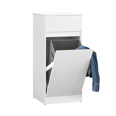 SoBuy | Armoire à linge | avec panier à linge pliable | Panier à linge | Blanc | BZR110-W 