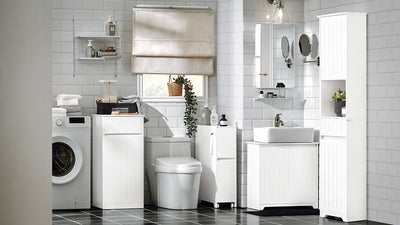 SoBuy | Scaffale a nicchia | Scaffale da cucina | Carrello di servizio | Mobiletto da bagno | Bianco | BZR111-W