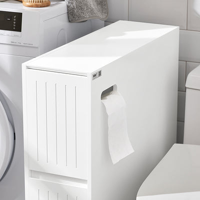 SoBuy | Étagère de niche | Étagère de cuisine | Chariot à roulettes | Meubles de salle de bain | Blanc | BZR111-W