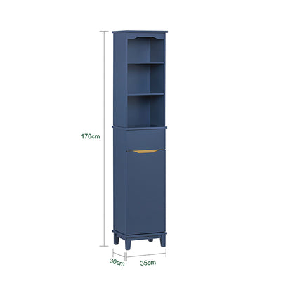 SoBuy | Armoire haute | Meuble de salle de bain | Étagère de salle de bain | Bleu | BZR112-B 