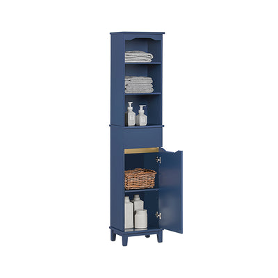 SoBuy | Armoire haute | Meuble de salle de bain | Étagère de salle de bain | Bleu | BZR112-B 