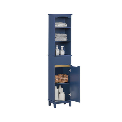 SoBuy | Armadietto alto | Mobiletto bagno | Scaffale bagno | Blu | BZR112-B