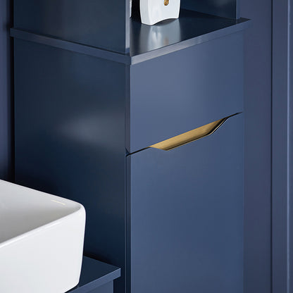 SoBuy | Armoire haute | Meuble de salle de bain | Étagère de salle de bain | Bleu | BZR112-B 
