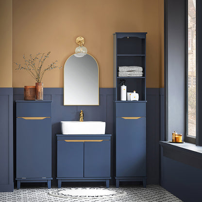 SoBuy | Armoire haute | Meuble de salle de bain | Étagère de salle de bain | Bleu | BZR112-B 