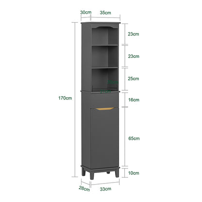 SoBuy | Armoire haute | Meuble de salle de bain | Étagère de salle de bain | Gris foncé | BZR112-DG 