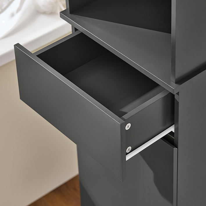 SoBuy | Armoire haute | Meuble de salle de bain | Étagère de salle de bain | Gris foncé | BZR112-DG 